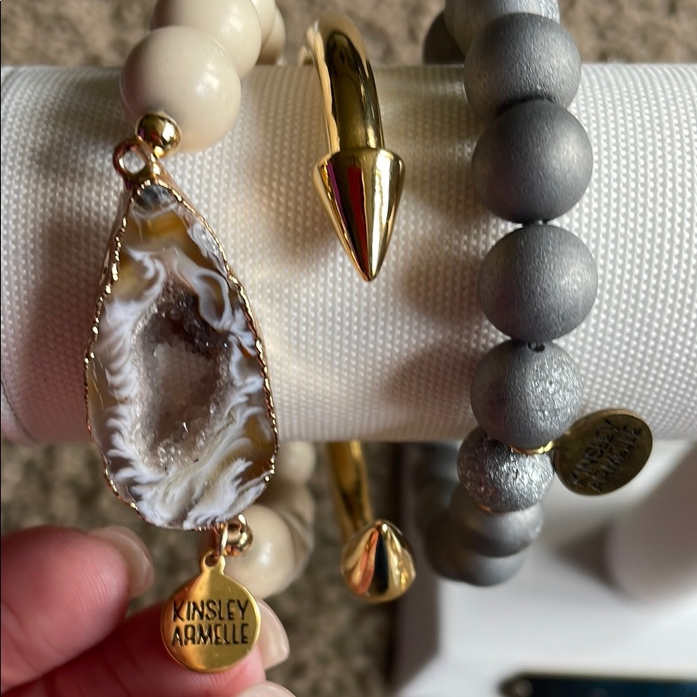 Kinsley Armelle Bracelet Set w/Agate Geode & Spike Collection-Stone & Beads NWOT